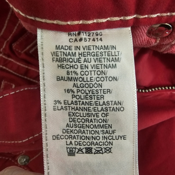 True Religion Stella Low Rise Skinny Jeans Size 27 Red Stretch Denim Logo - Picture 15 of 16